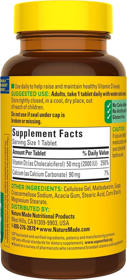 Vitamin D3 2000 IU (50 µg) Food Supplement – 100 Tablets