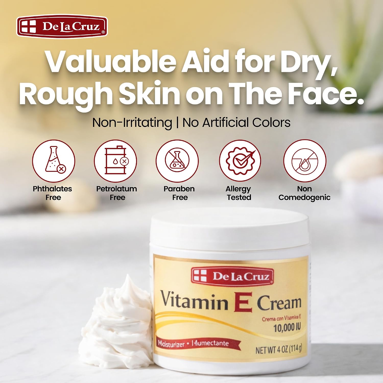 De La Cruz Vitamin E Cream Moisturiser for Face and Neck - 113 g - görsel 4