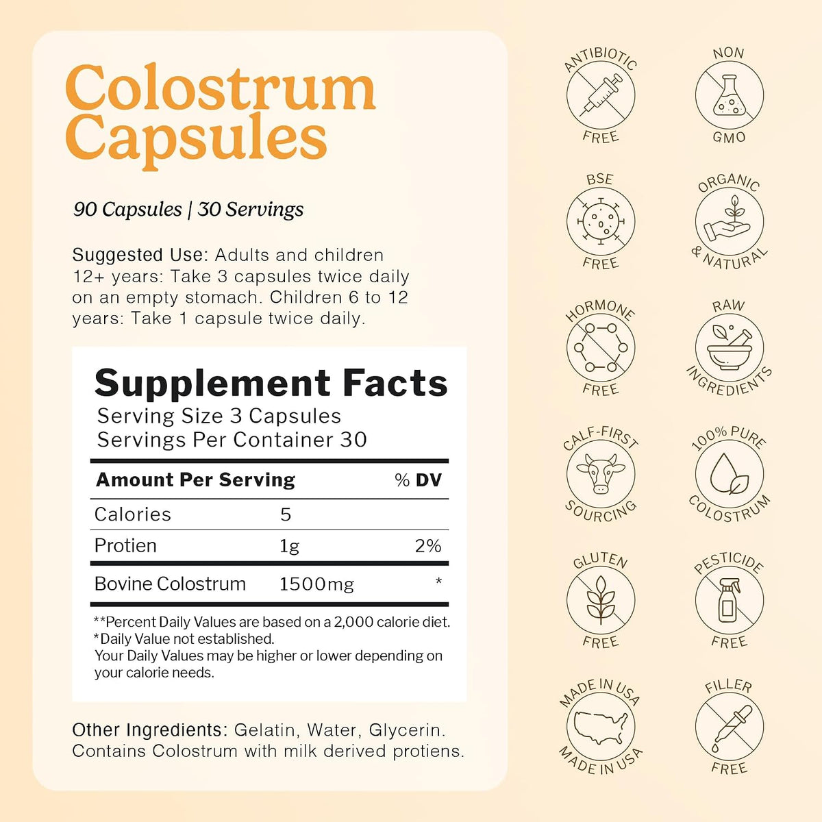 Immune-Tree 100% Pure Bovine Colostrum (Grass-Fed) | High IgG | 90 Capsules - görsel 2