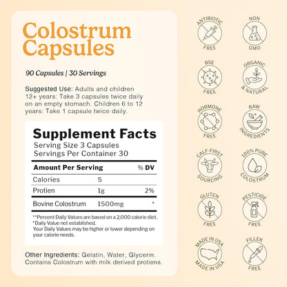 Immune-Tree 100% Pure Bovine Colostrum (Grass-Fed) | High IgG | 90 Capsules