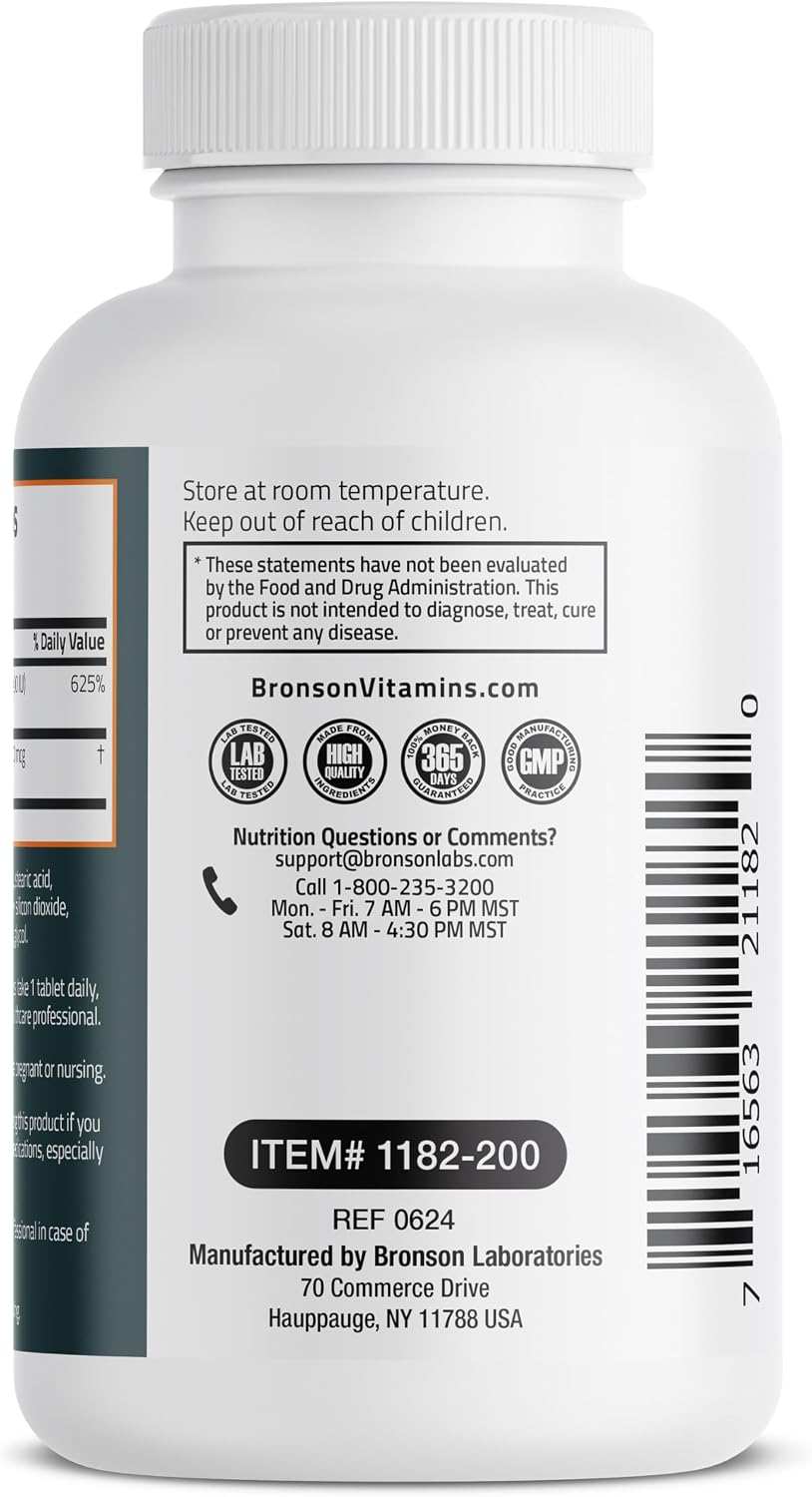 Bronson Vitamin K2 D3 (MK7) Supplement - 5000 IU D3 & 90 mcg K2 MK-7, 200 Tablets - görsel 7