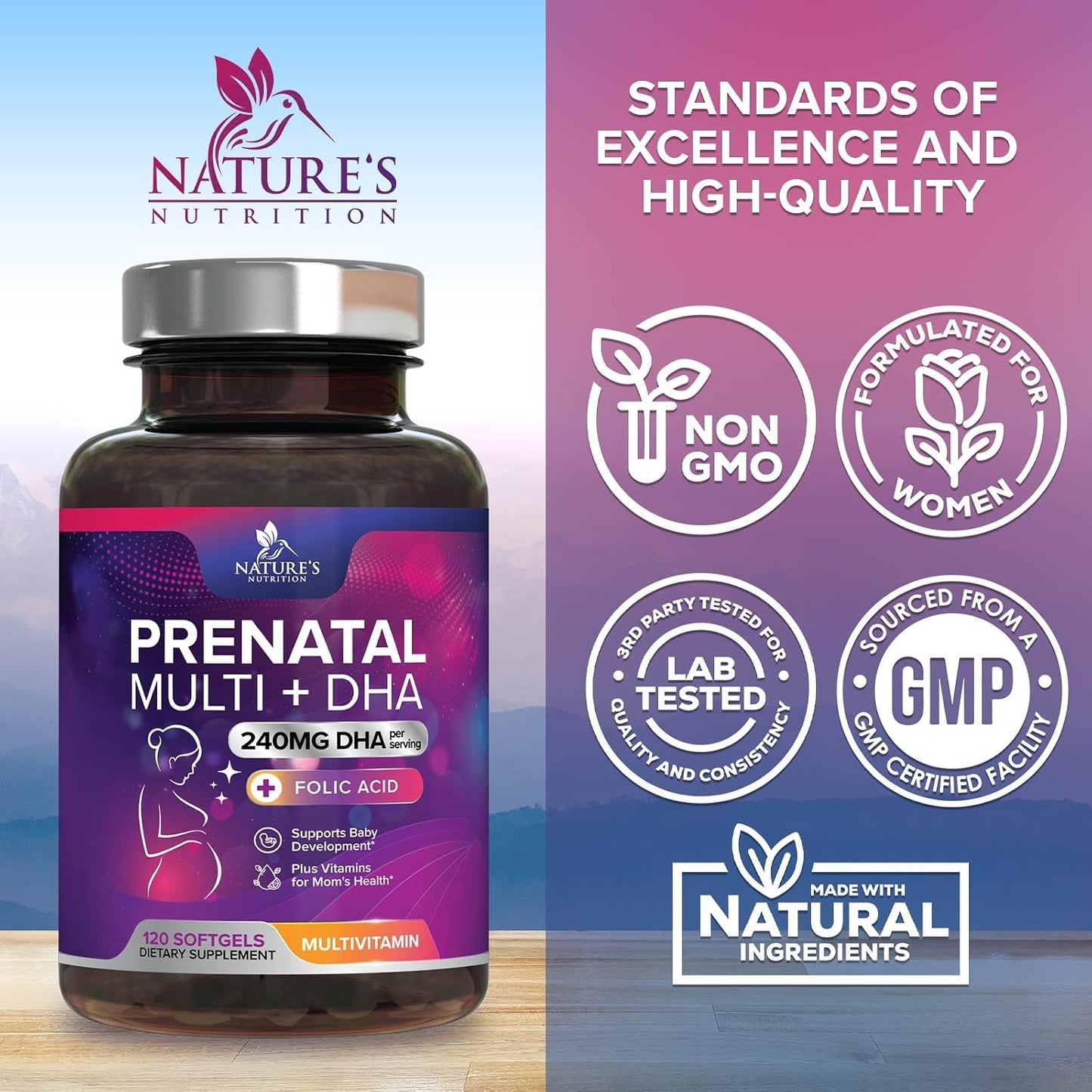 Prenatal Vitamins for Women with Folic Acid + Omega-3 DHA - 120 Soft gel capsule Capsules - görsel 4