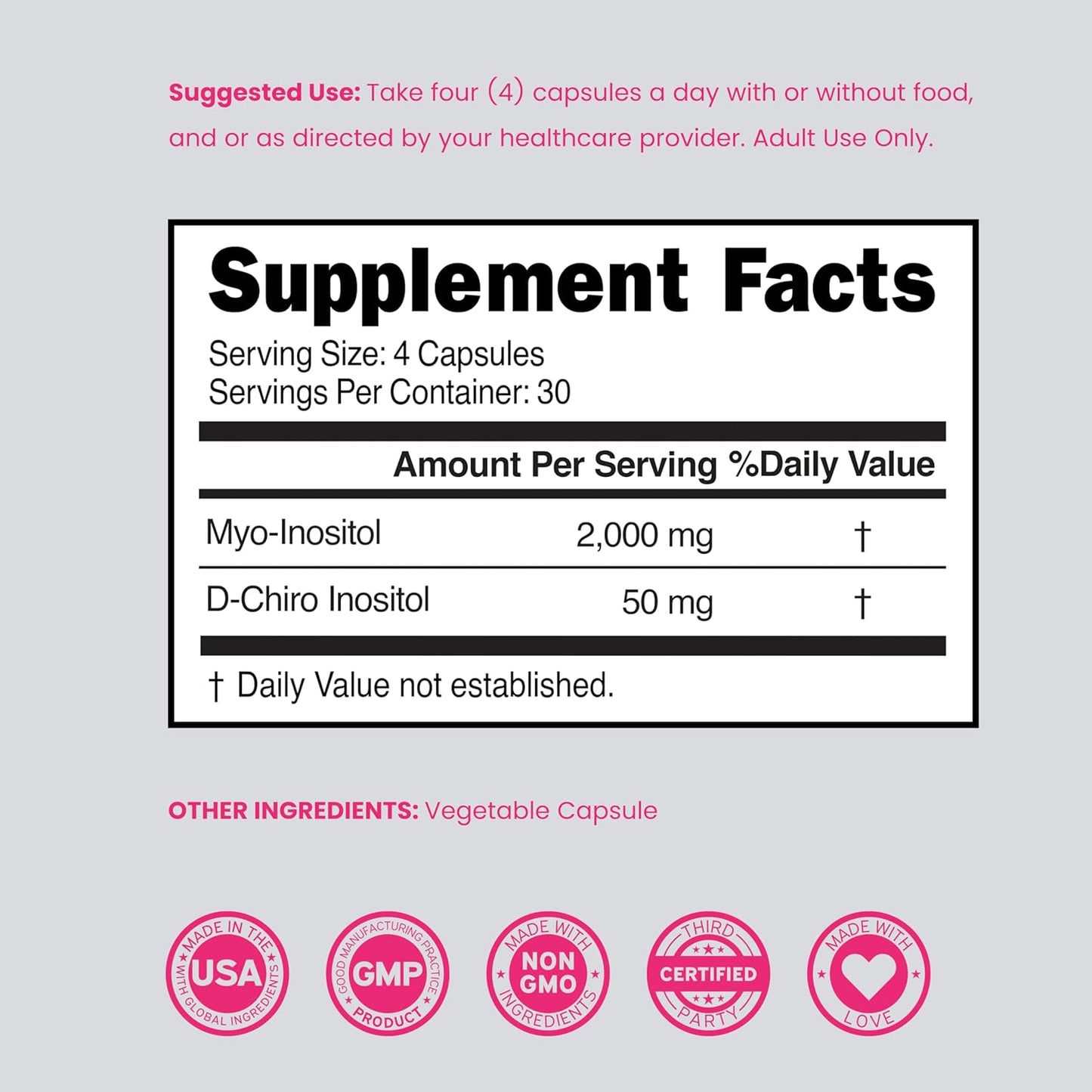 Myo-Inositol & D-Chiro-Inositol Supplement for Women – 40:1 Ratio, 2050mg, 120 Capsules - görsel 6