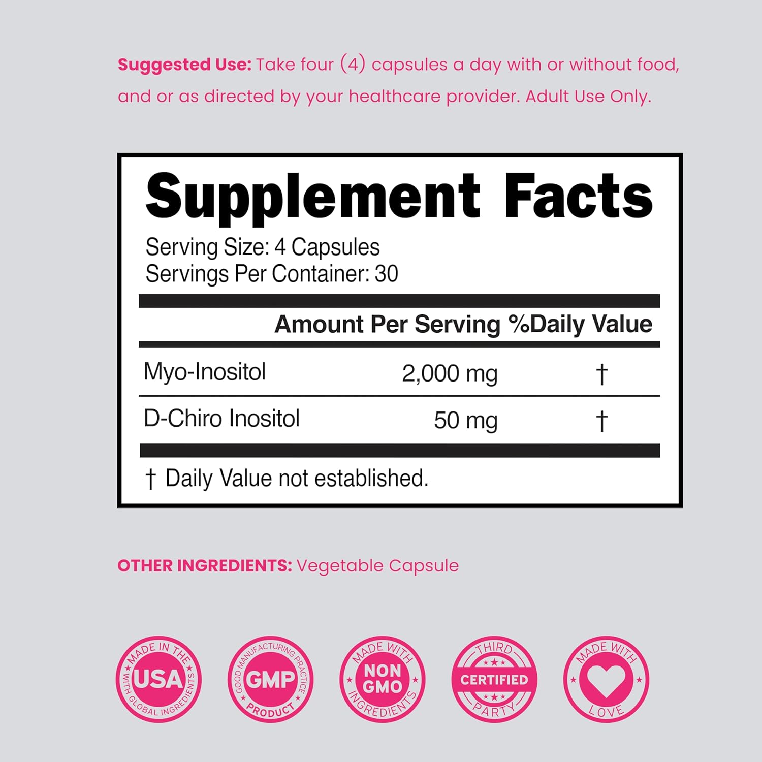 Myo-Inositol & D-Chiro-Inositol Supplement for Women – 40:1 Ratio, 2050mg, 120 Capsules - görsel 6