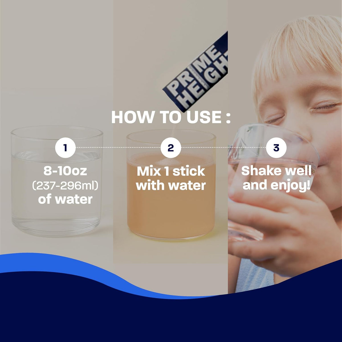 BONE SCIENCE Primeheight Multivitamin Powder for Kids & Teens, Bone & Immune Support, Sugar-Free Peach Flavour, 16 Key Nutrients, Easy Drink Mix, 30 Sticks - görsel 4