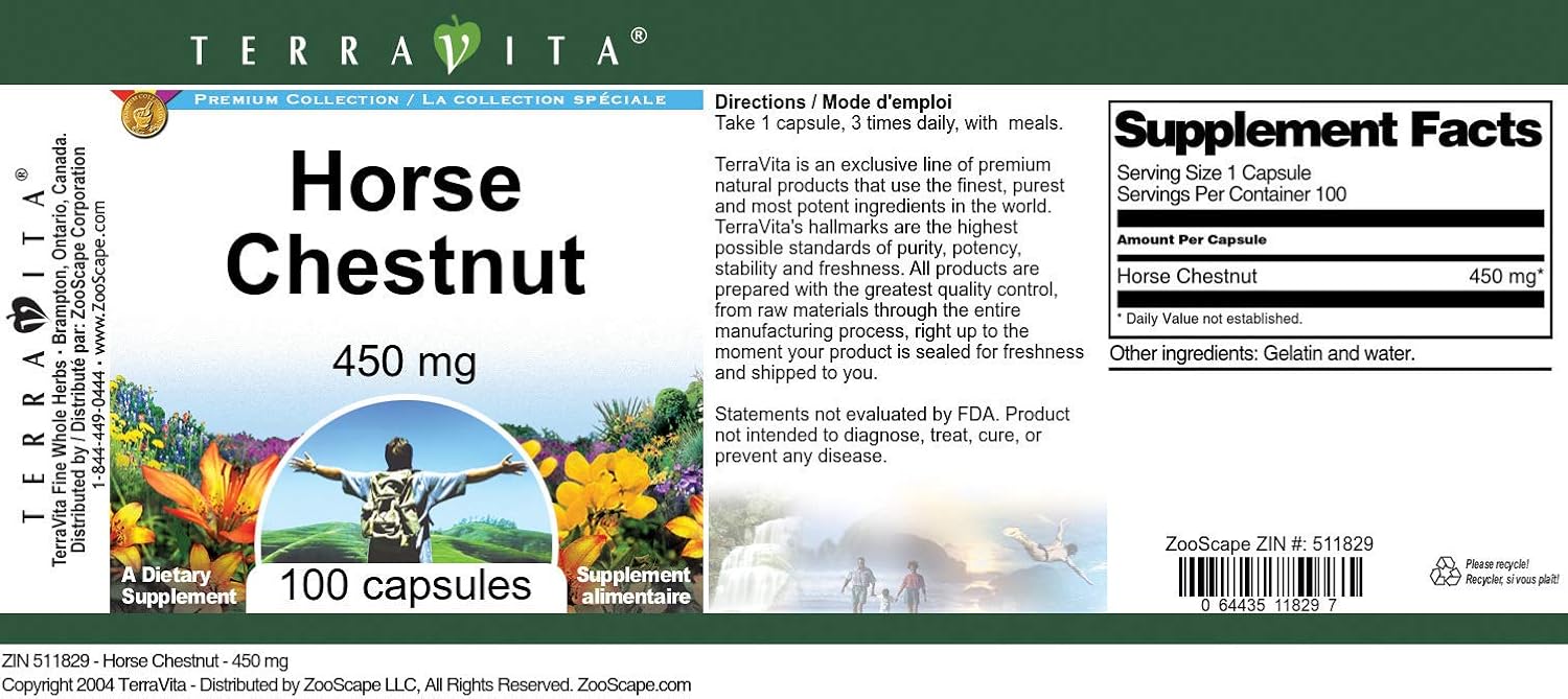 Horse Chestnut - 450 mg (100 Capsules) - görsel 4