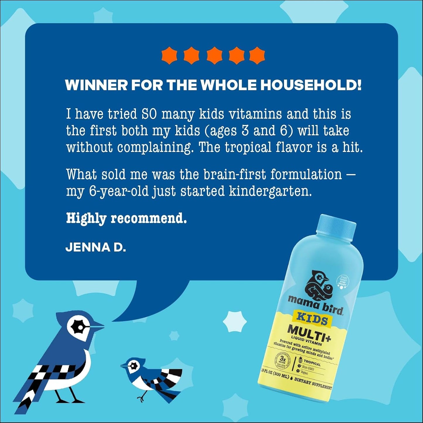 Mama Bird - Award-Winning Children's Multi+ Liquid Vitamins (31 Servings) Tropical Flavour - Active Methylated Vitamins, Children's Multivitamin - Organic Superfoods, Enzymes - Vegan, Gluten-free, Non-GM - 473 ml - görsel 8