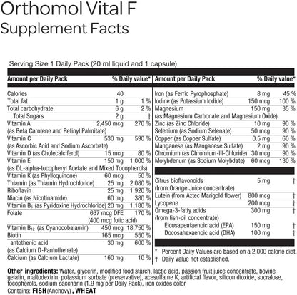 Orthomol Vital F – Daily Multivitamin for Women, 30-Day Supply (Liquid + Capsules)