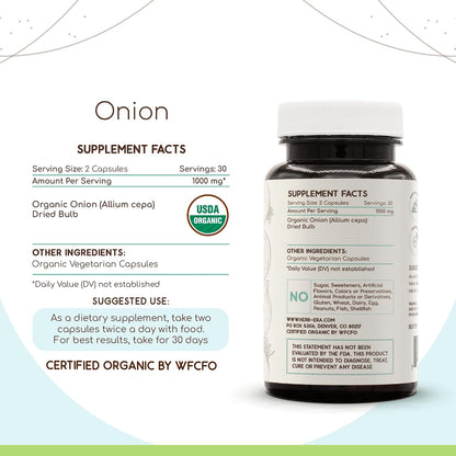 HerbEra Organic Onion Capsules - Certified Organic, 60 Vegetarian Capsules