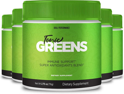 Tonic Greens Powder Vitamin Supplement Advanced Formula - Natural Green Blend Energy Supplement - Maximum Strength, TonicGreens BCAA, All-Natural Formula (5 Pack)