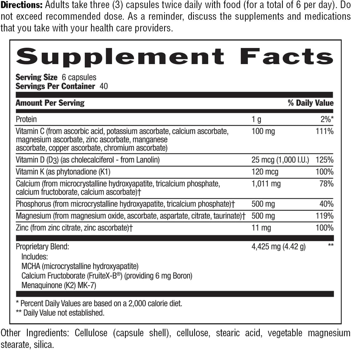 Country Life Bone Solid - Bone Health Supplement with MCHA, Calcium, Magnesium, Zinc, Vitamins K2 & D3 - 240 Capsules - görsel 6