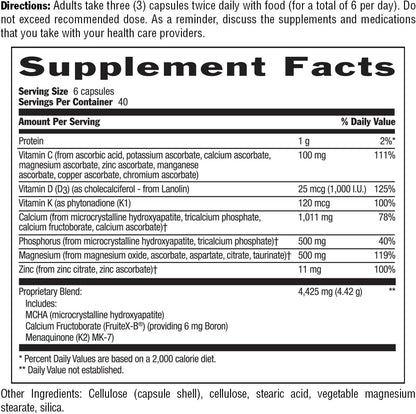 Country Life Bone Solid - Bone Health Supplement with MCHA, Calcium, Magnesium, Zinc, Vitamins K2 & D3 - 240 Capsules
