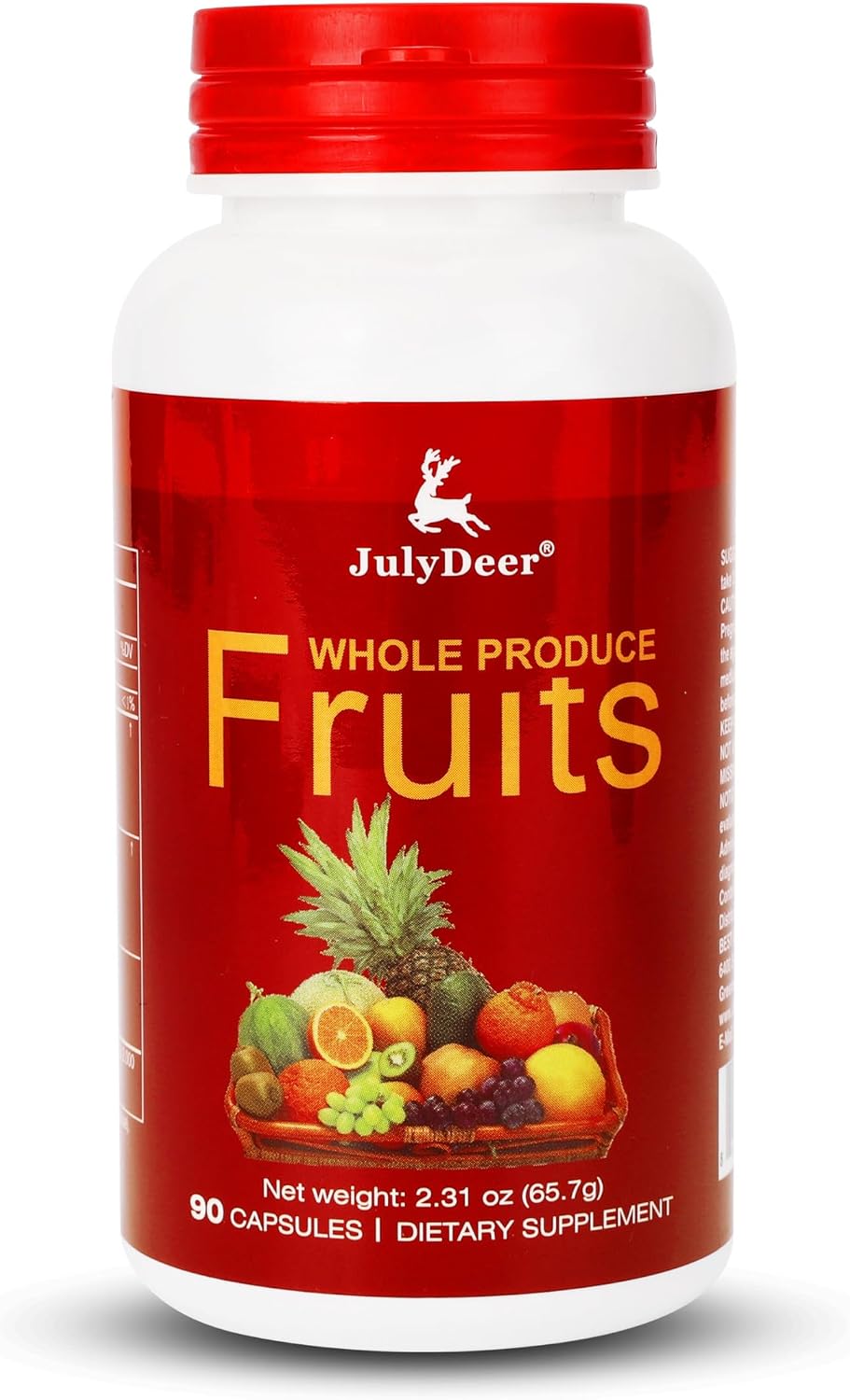 JulyDeer Fruit Supplement – 90 Vegetarian Capsules – 16 Whole Fruits Blend - görsel 1