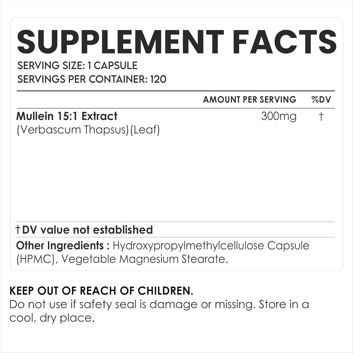 Mullein Capsules 300 mg - Herbal Lung Support Supplement - 120 Veg Capsules - görsel 2