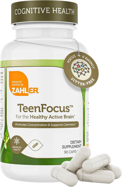Zahler TeenFocus, Advanced Formula for Better Focus & Concentration, Certified Kosher, 90 Capsules