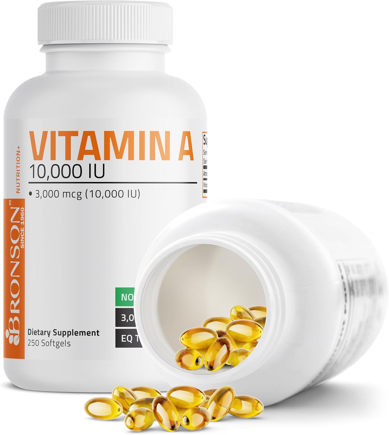 Bronson Vitamin A 10,000 IU – Premium Non-GMO Formula, 250 Softgels - görsel 5