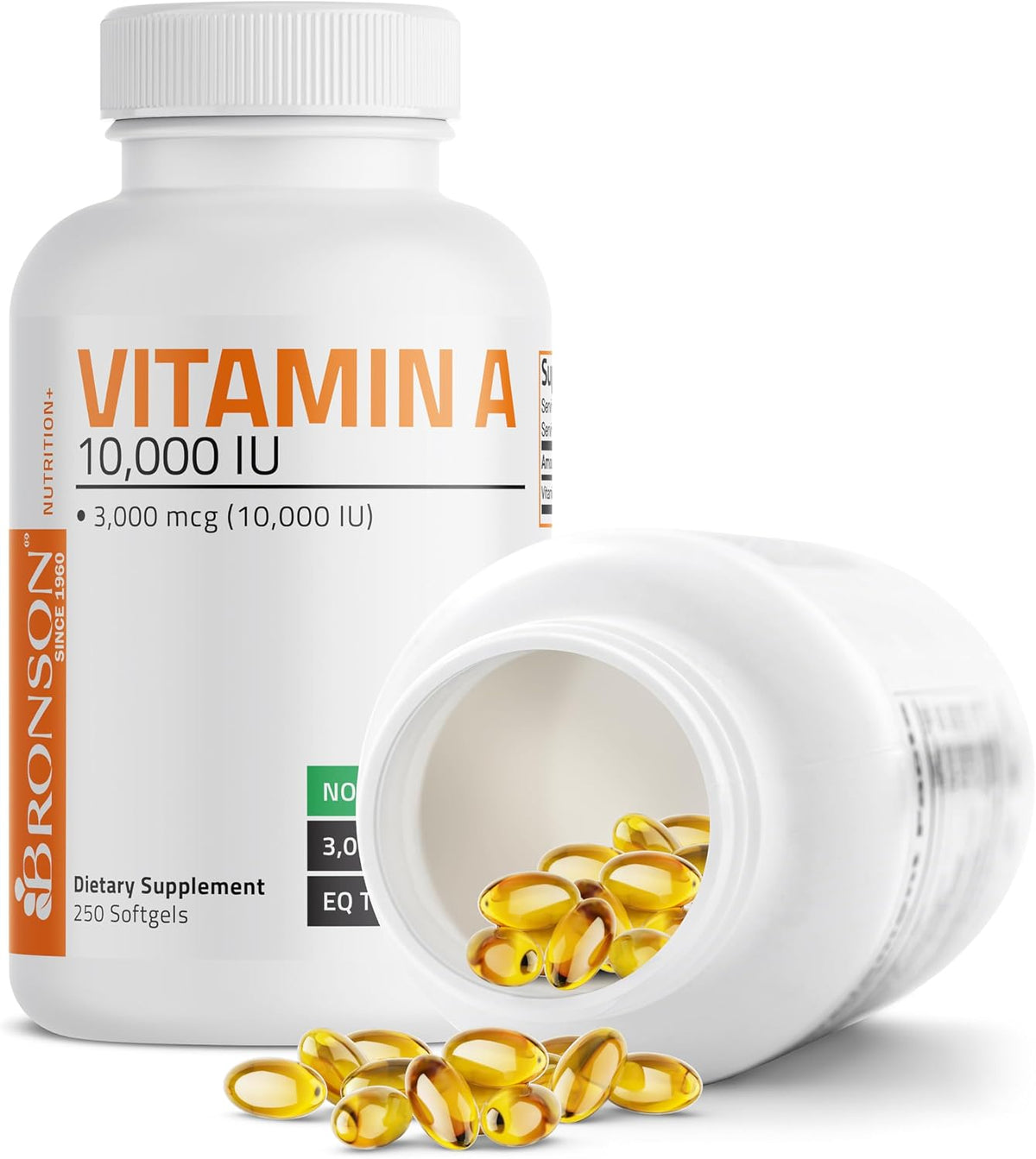 Bronson Vitamin A 10,000 IU – Premium Non-GMO Formula, 250 Softgels - görsel 5