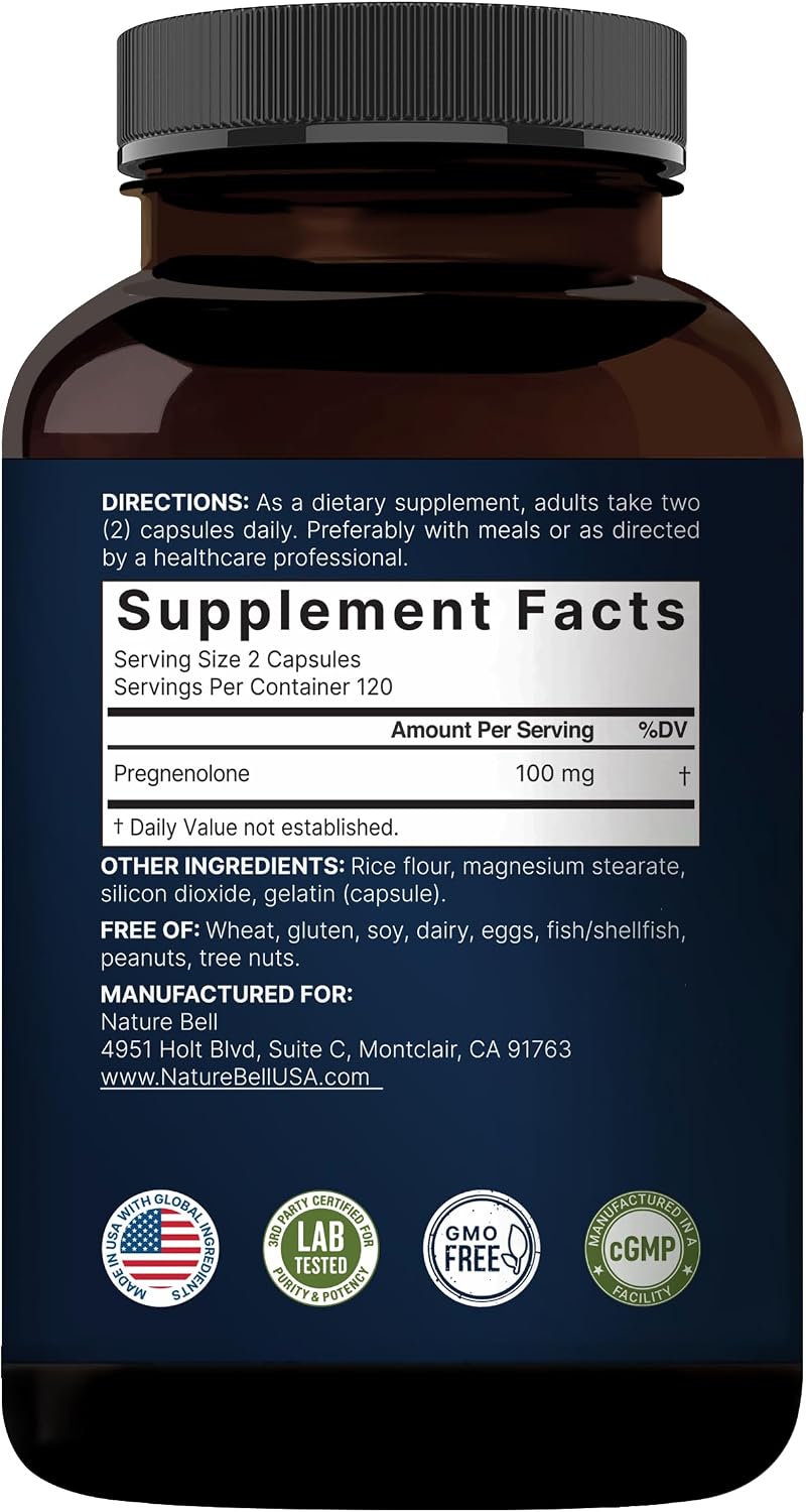 NatureBell Pregnenolone 100mg – 240 Micronised Capsules - görsel 7