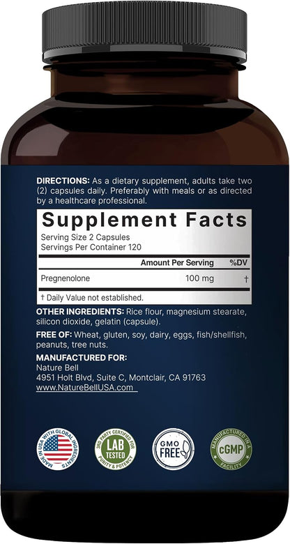 NatureBell Pregnenolone 100mg – 240 Micronised Capsules