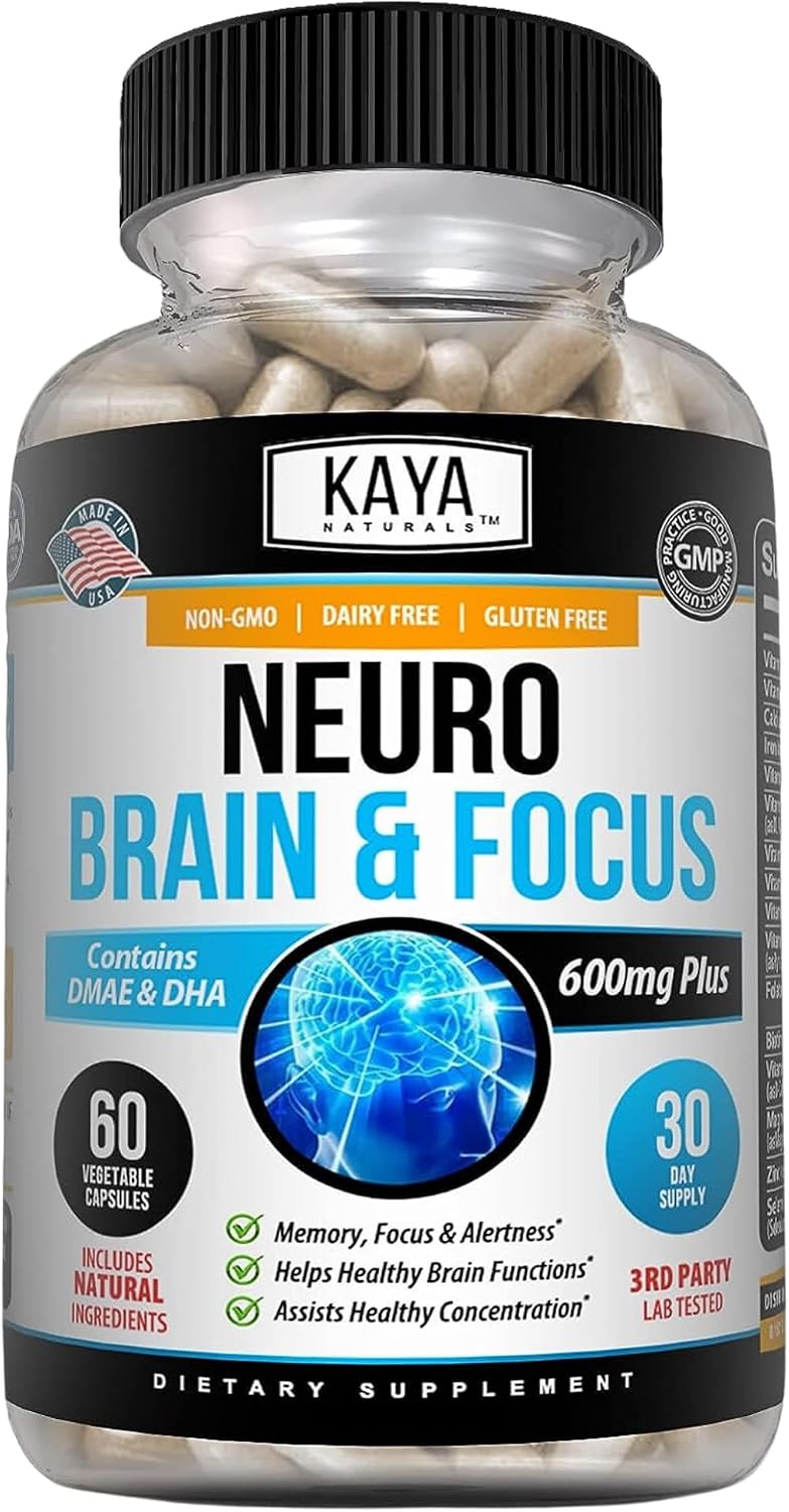 Kaya Naturals Neuro Brain for Memory & Focus - Nootropic Brain Support Supplement - 60 Count - görsel 1
