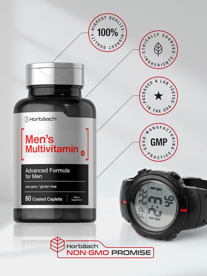 Horbäach Men's Multivitamin - 60 Coated Caplets - Advanced Formula with Vitamin C, D, Magnesium & Zinc