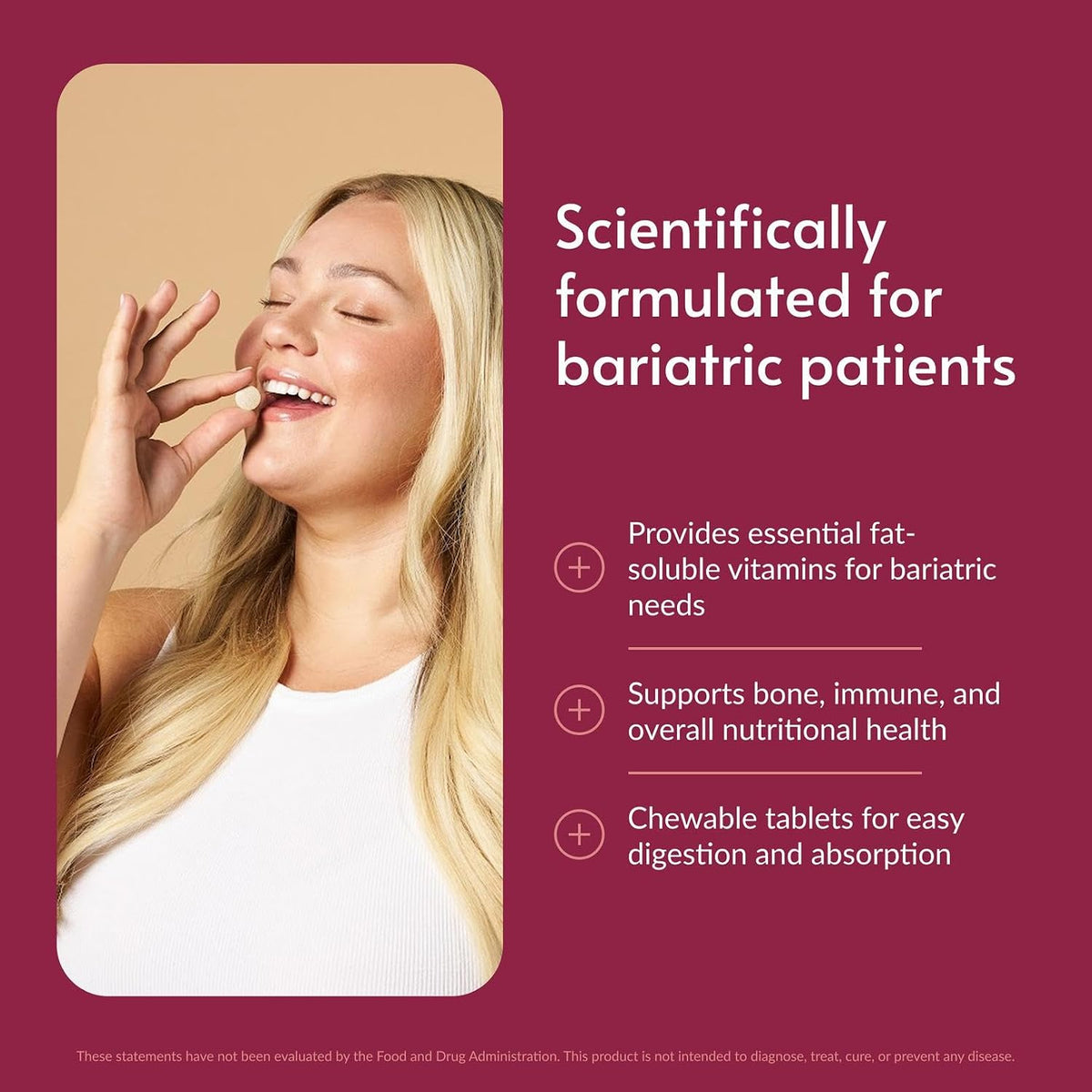 Bariatric Advantage Chewable High ADEK with Iron – for Bariatric Patients – High Potency Vitamin A, D, E & K – Includes B-Vitamins – Chewable Multivitamins – Tropical Fruit – 60 Chewable Tablets - görsel 2