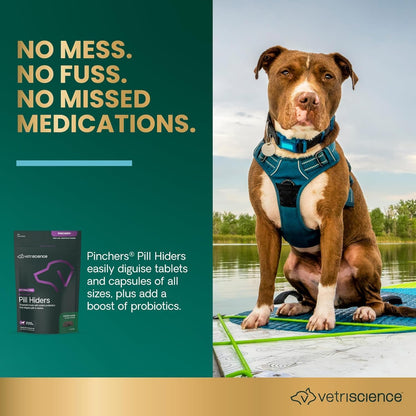 VetriScience Extra Large Pinchers Pill Hiders Chews, Non-Greasy Pill Wrap with Probiotics for Dogs, Chicken, 45 Count