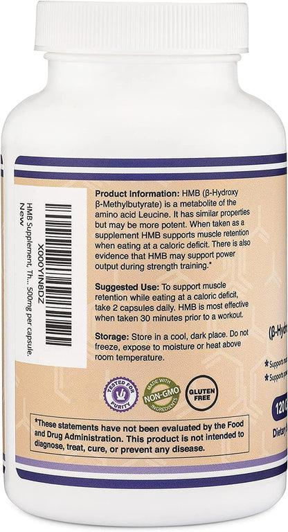 Double Wood Supplements HMB Supplement - 120 Capsules, 1000 mg per Serving