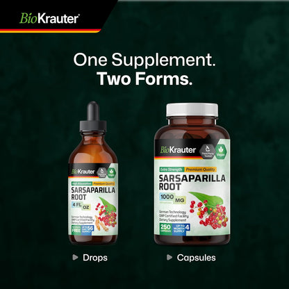 BIO KRAUTER® Sarsaparilla Root Extract 118 ml - Natural Liquid Supplement for Liver Support & Detox, Alcohol & Sugar Free, 56-Day Supply