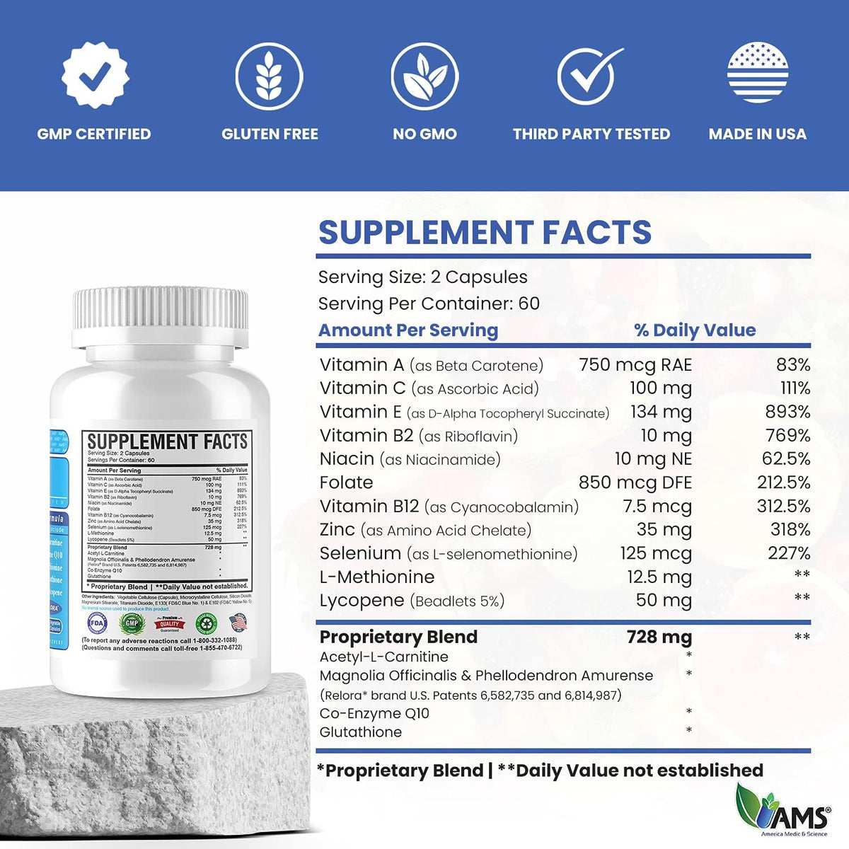America Medic & Science MFS Plus Fertility Supplements for Men (120 Capsules) - görsel 5