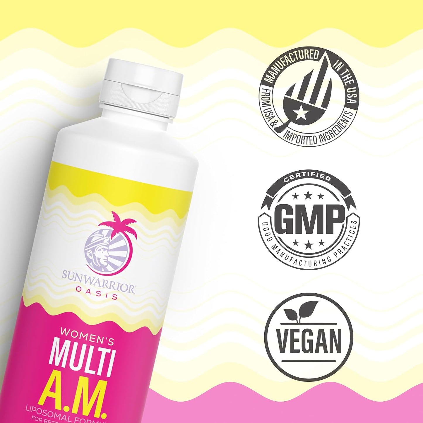 Sunwarrior Liquid Multivitamins for Women - Immune Support with B Vitamins D3 Lion's Mane Ginseng Curcumin MCT Oil - Peach Mango (30 Servings) - görsel 3