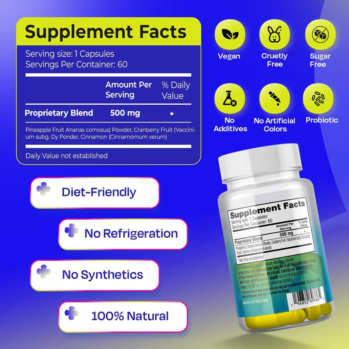 Pineapple Probiotics for Men – 625mg Sweet Spot Formula, 60 Capsules - görsel 4