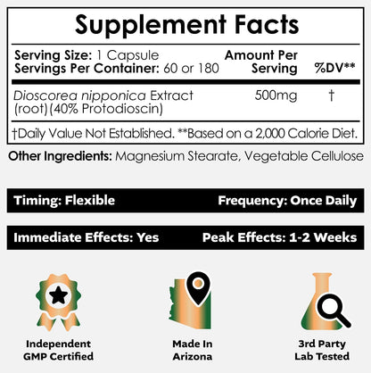 Nootropics Depot Dioscorea nipponica Capsules | 400mg | 40% Protodioscin | Wild Yam | 60 Capsules