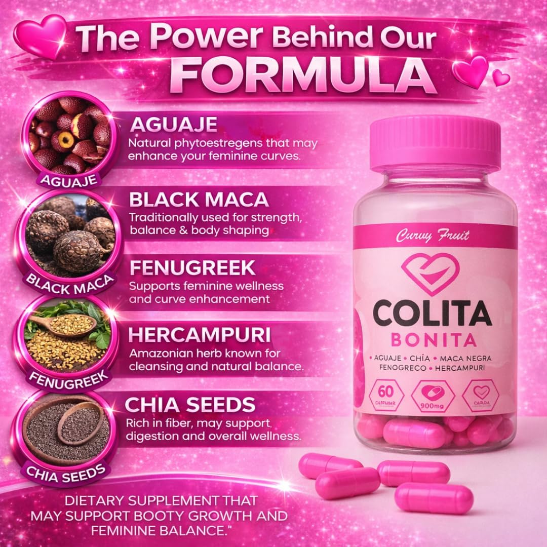 Colita Bonita: Herbal Supplement with Aguaje, Black Maca & Fenugreek for Women – 2-Month Supply - görsel 8