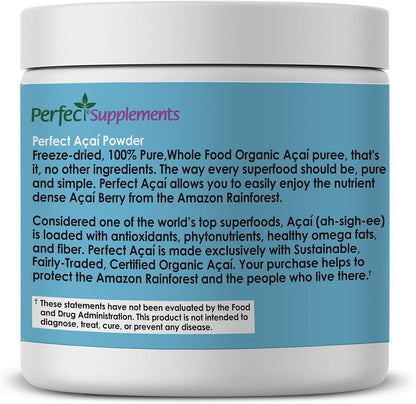 Perfect Supplements – Perfect Acai Powder – 95 g – Pure Organic Freeze-Dried Acai Berry Superfood