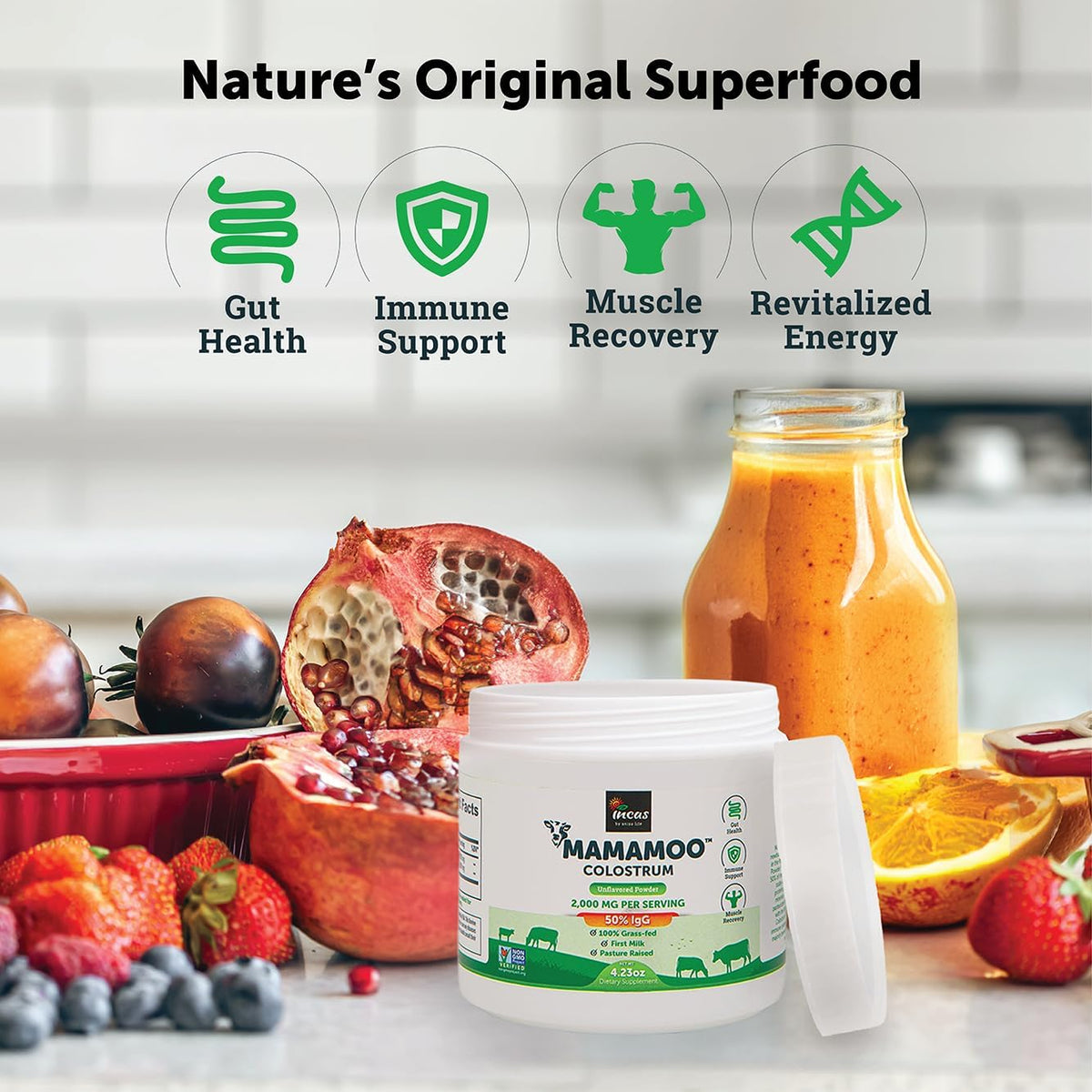 MamaMoo™ Colostrum Powder - Grass Fed, Non-GMO, 60 Servings (Unflavoured) - görsel 4
