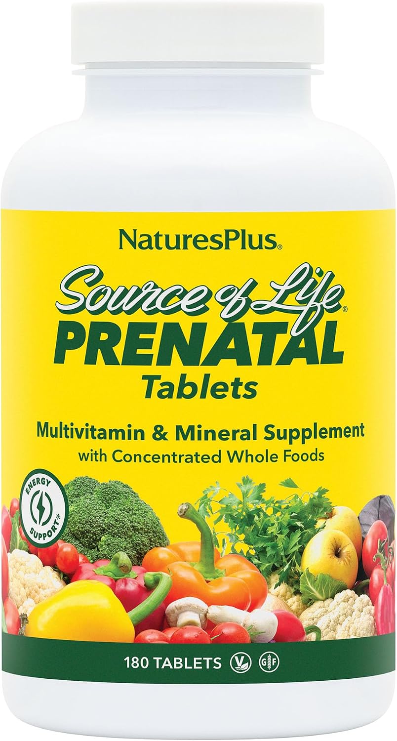NaturesPlus Source of Life Prenatal - 180 Tablets - Multivitamin and Mineral Supplement with Iron - Nutritional Support for Pregnancy - Gluten Free, Vegetarian - 90 Servings - görsel 1