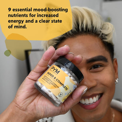 PYM Vitamin B Complex Mood Support Supplement - Methylated B Complex for Mood and Energy, 30 Capsules