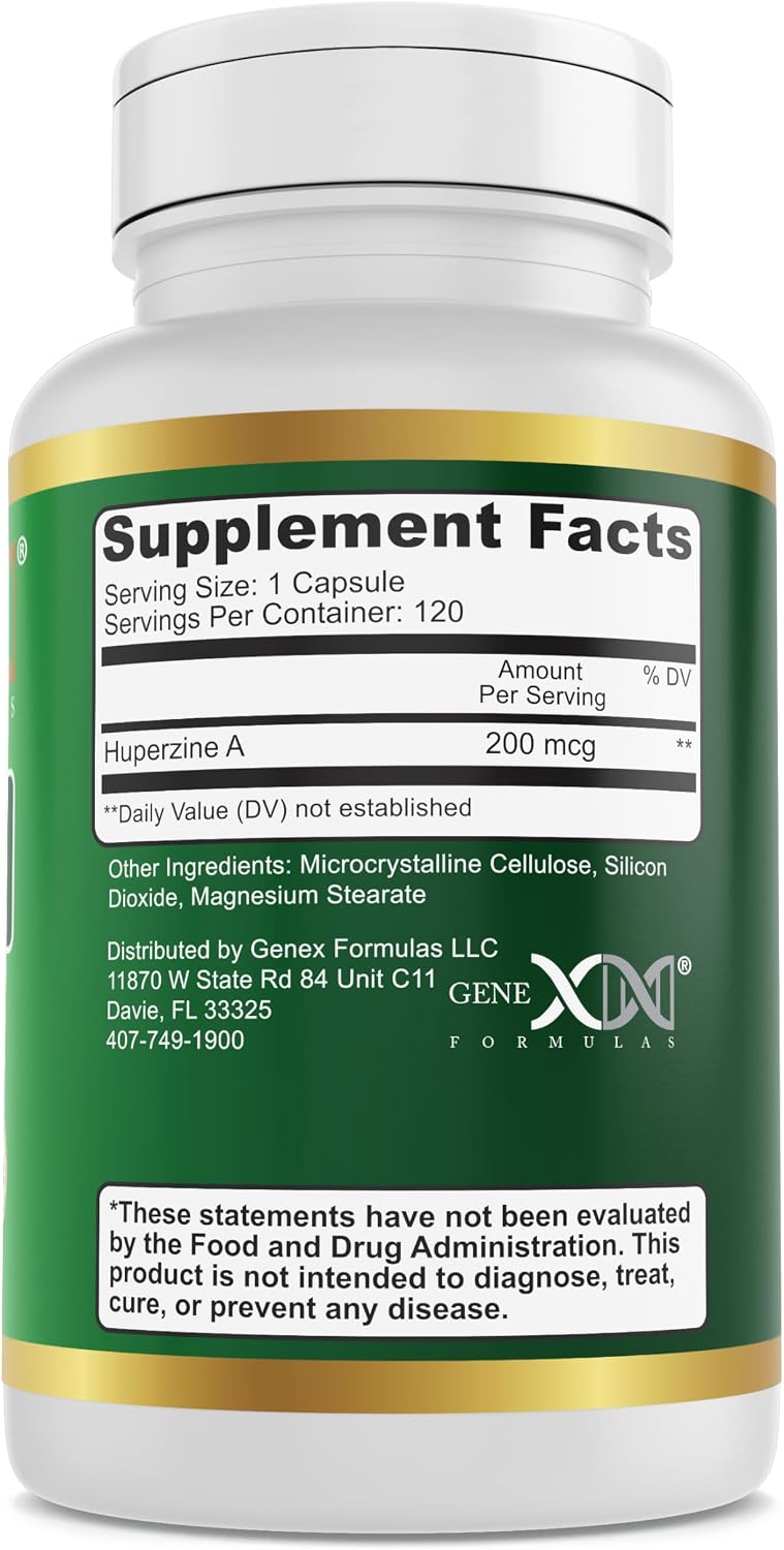 Genex Formulae Huperzine A 200mcg (120 Capsules) – Nootropic for Memory, Focus and Cognitive Health - görsel 3
