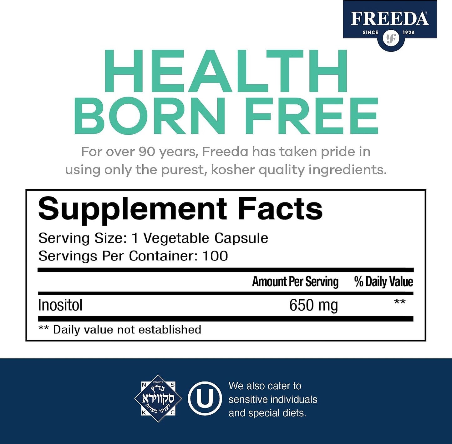 FREEDA Myo-Inositol 650mg – Mood, Calm and Wellness Support – 100 Capsules - görsel 3