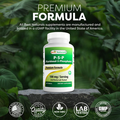 Best Naturals P5P Vitamin B6 (Pyridoxal 5-Phosphate) 100 mg – 120 Tablets