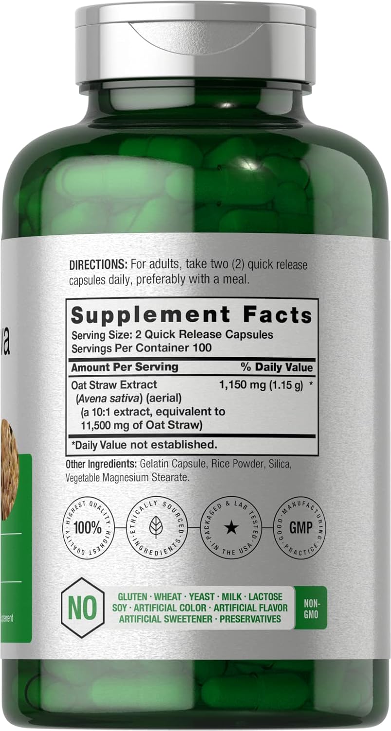 Horbäach Avena Sativa Extract | 200 Capsules | Oat Straw Extract | Non-GMO, Gluten-Free - görsel 2