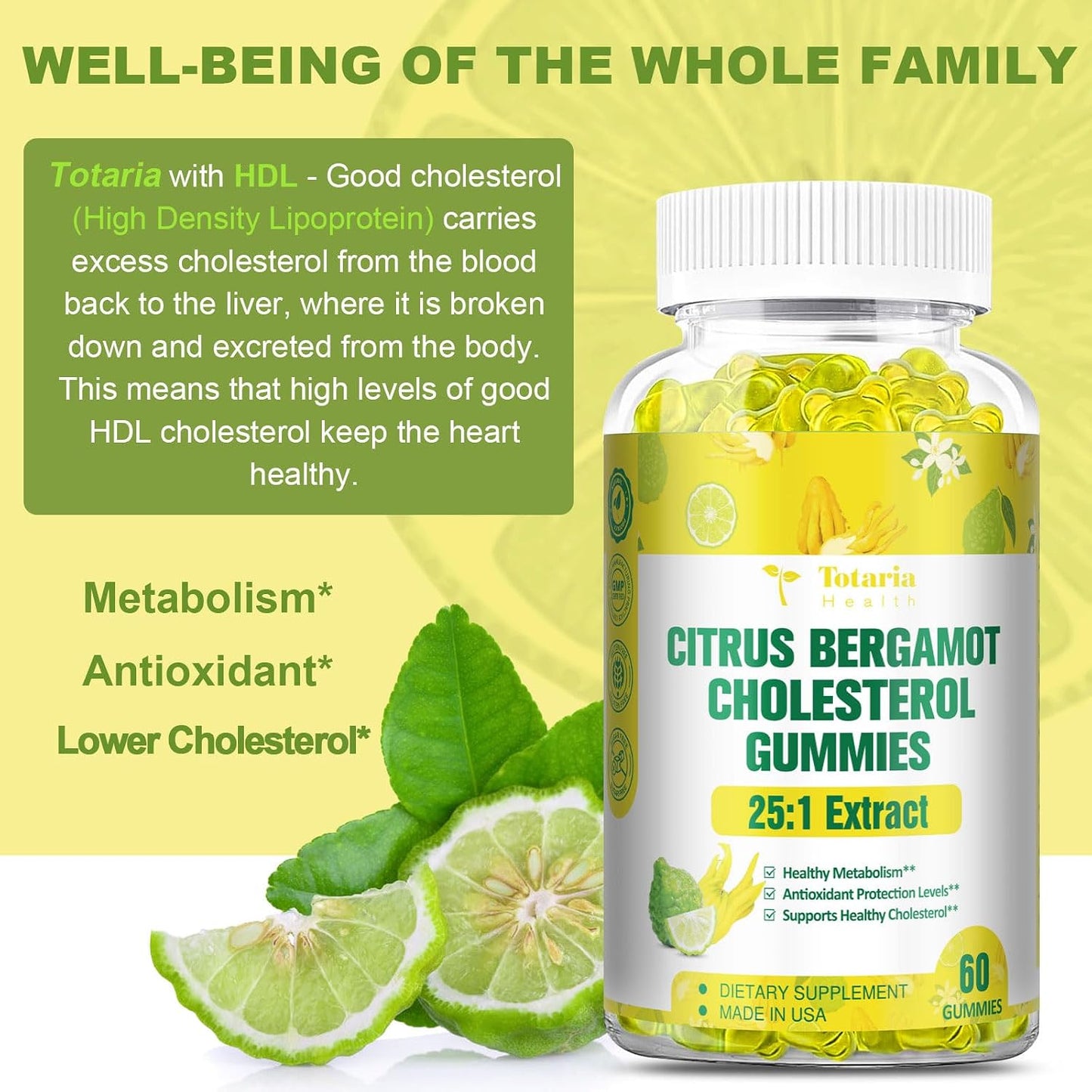 Sugar Free Citrus Bergamot Gummies – All Natural 25:1 Italian Bergamot Extract, Vegan - görsel 6