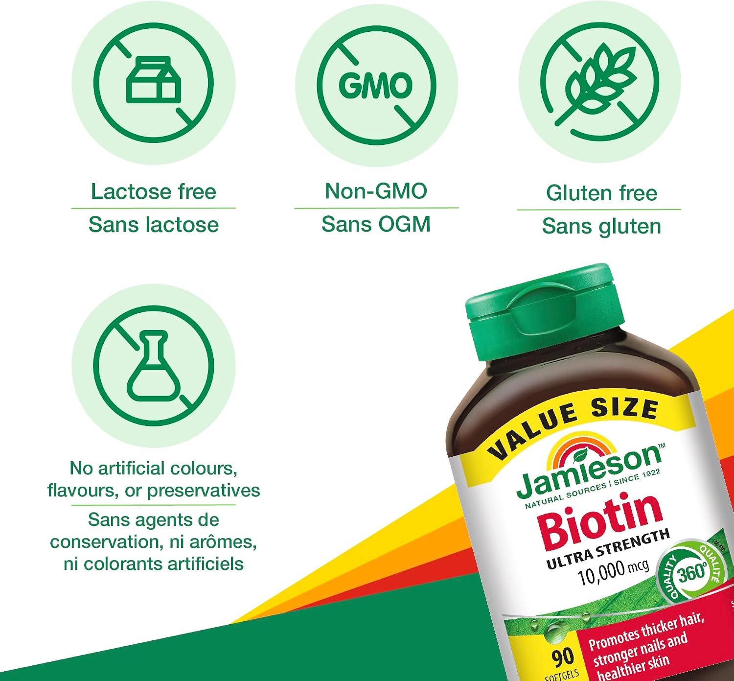 Jamieson Biotin 10,000 mcg, 90 Softgels – Value Size - görsel 4