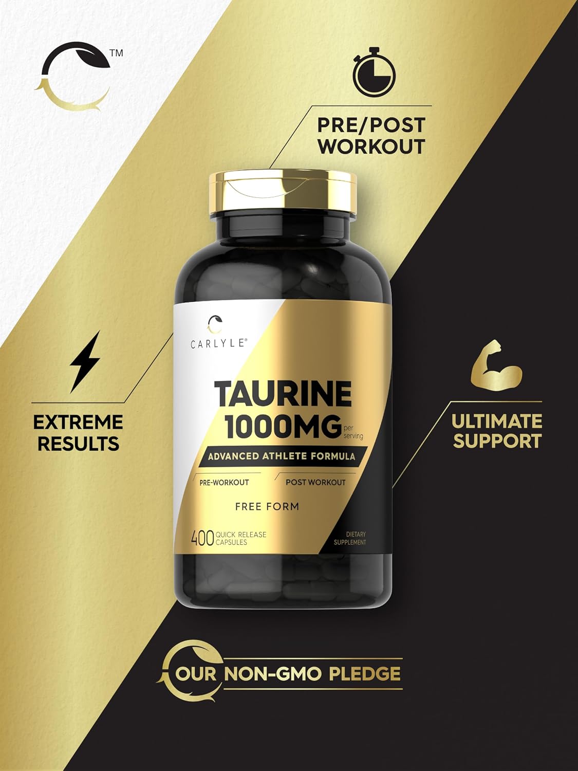 Carlyle Taurine 1000mg | 400 Capsules | Double Strength | Non-GMO & Gluten-free - görsel 5
