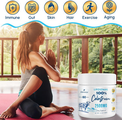 Zdoroviye Liposomal Bovine Colostrum Powder 2500 mg, Improved Absorption Compared to Standard Colostrum (60 Servings)