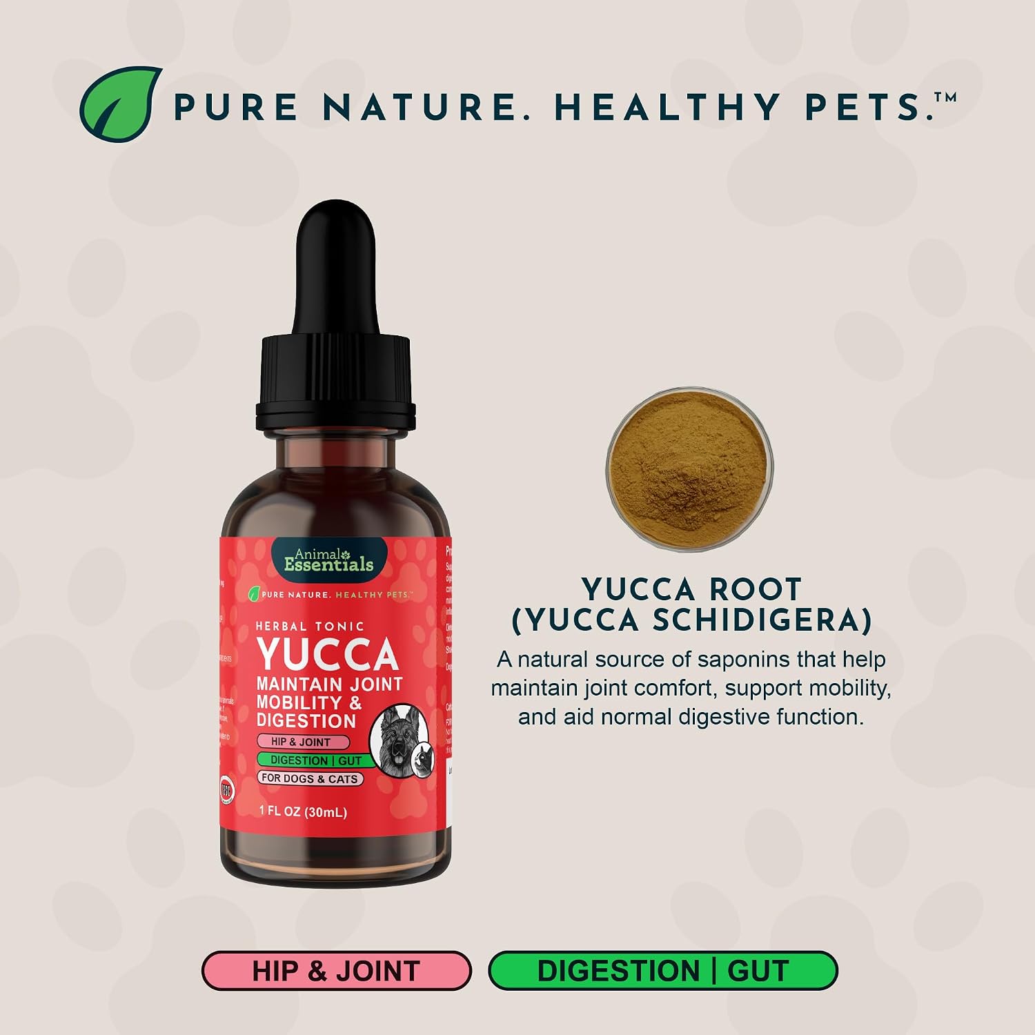 Yucca - Hip and Joint Yucca Root Supplement for Dogs & Cats, Liquid Herbal Care Drops for Senior Dogs & Older Pets, Digestion & Immune Support, Antioxidant Boost - 30 ml - görsel 4