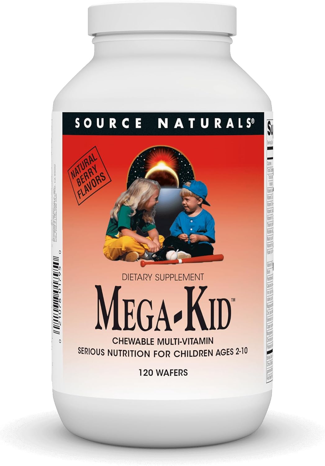 Source Naturals Mega-Kid Chewable Multi-Vitamin, Natural Berry Flavours - 120 Wafers - görsel 1