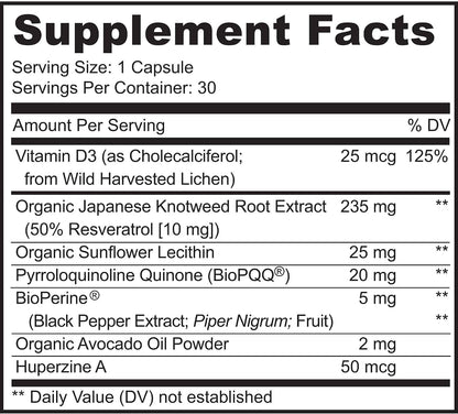 MoxyVites PQQ MITORESTORE Brain Food Supplement - Mitochondria Support with BioPQQ 20mg - 30 Vegan Capsules, Non-GMO