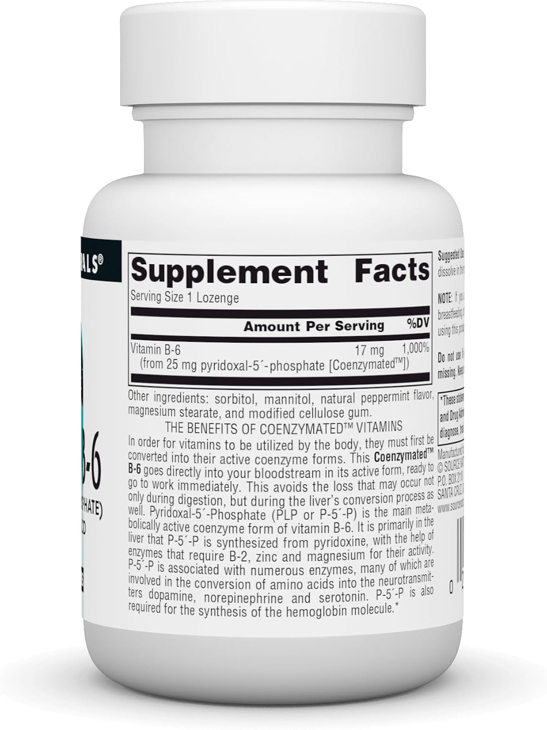 Source Naturals Coenzymated B-6 – 25 mg Pyridoxal-5-Phosphate (P5P) Lozenges, 60 Lozenges - görsel 2